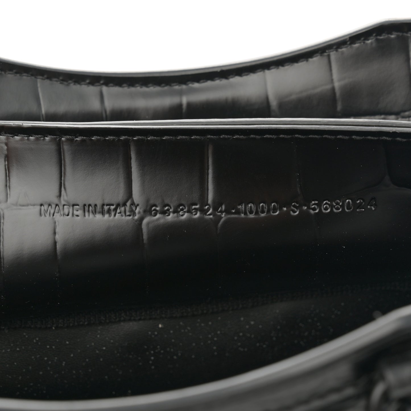 Semi Shiny Calfskin Crocodile Embossed Neo Classic Black Hardware Mini City Black