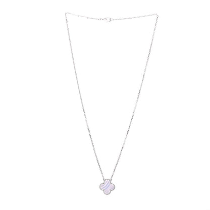 Van Cleef & Arpels 18K White Gold Chalcedony Vintage Alhambra Pendant Necklace 3 of 6