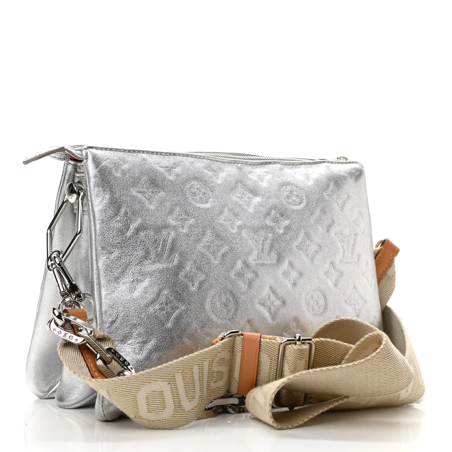 Louis Vuitton Metallic Lambskin Embossed Monogram Coussin PM Silver 3 of 10