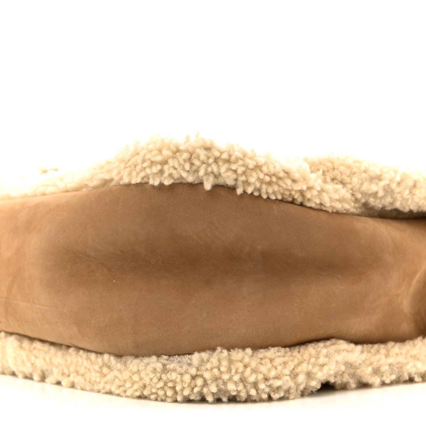 Nubuck Shearling Monogram Medium Niki Chain Satchel Ivory Natural Tan