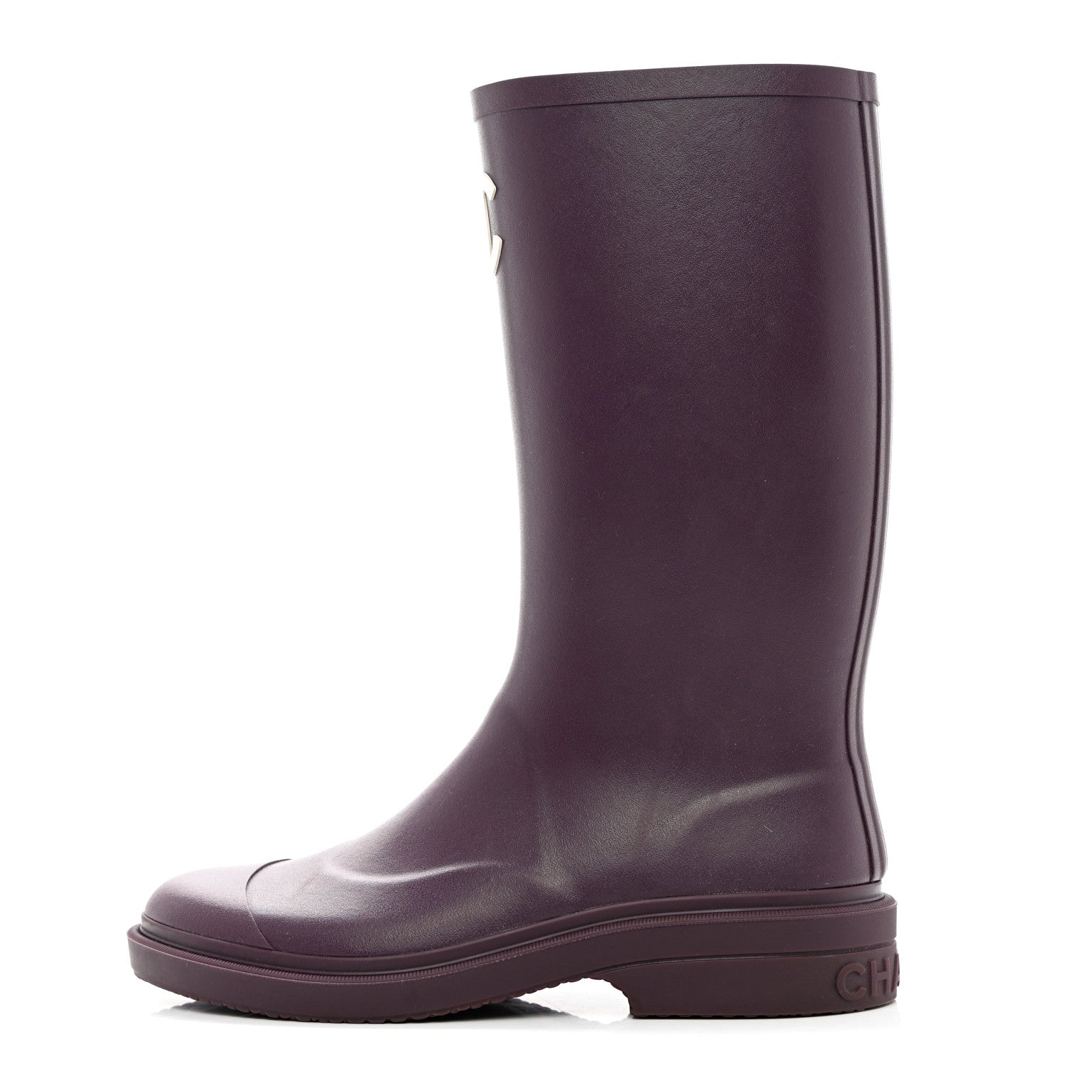 Chanel Caoutchouk CC High Boots 40 Dark Purple 1 of 7