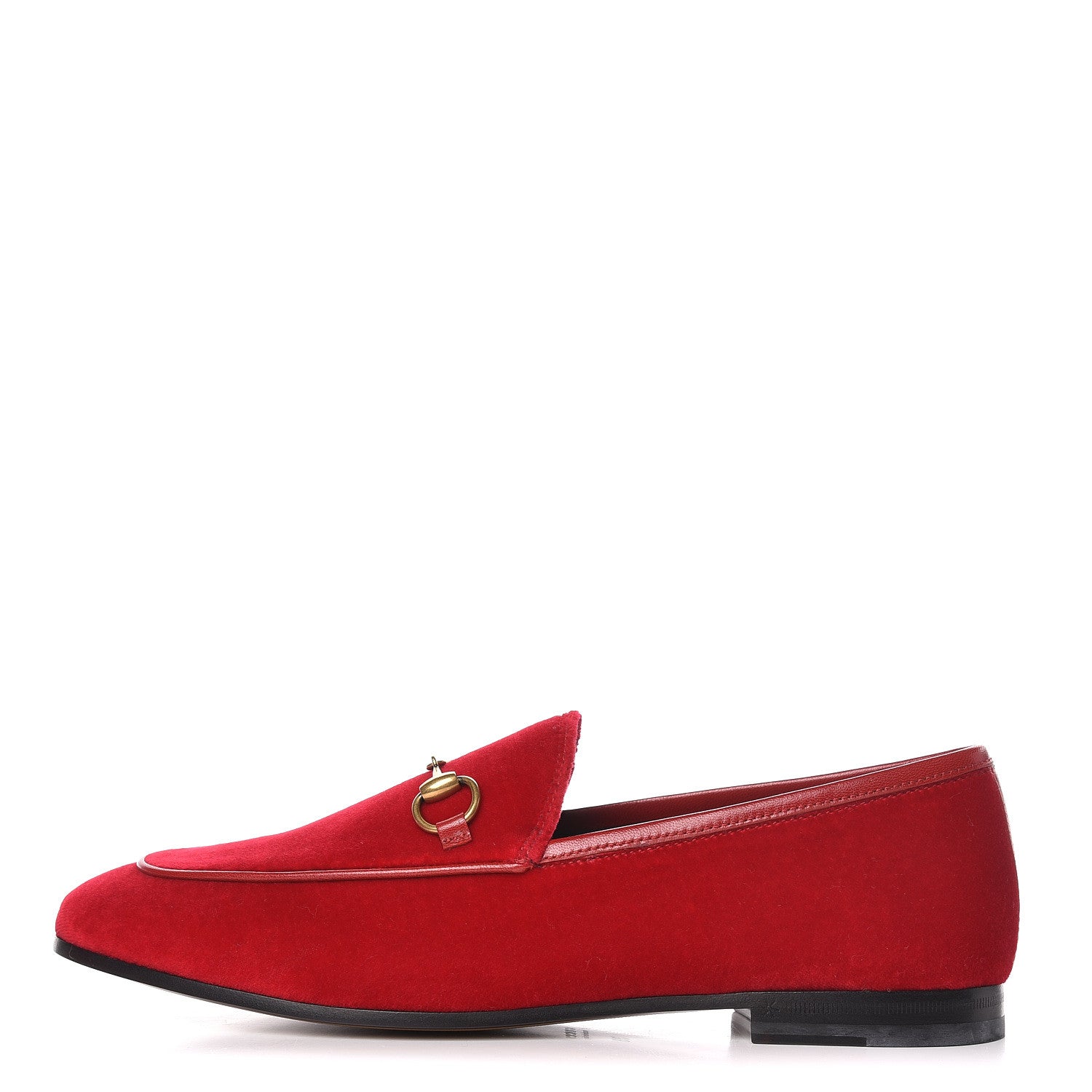 Gucci Velvet Horsebit Womens Jordaan Loafers 38 Hibiscus Red 1 of 9