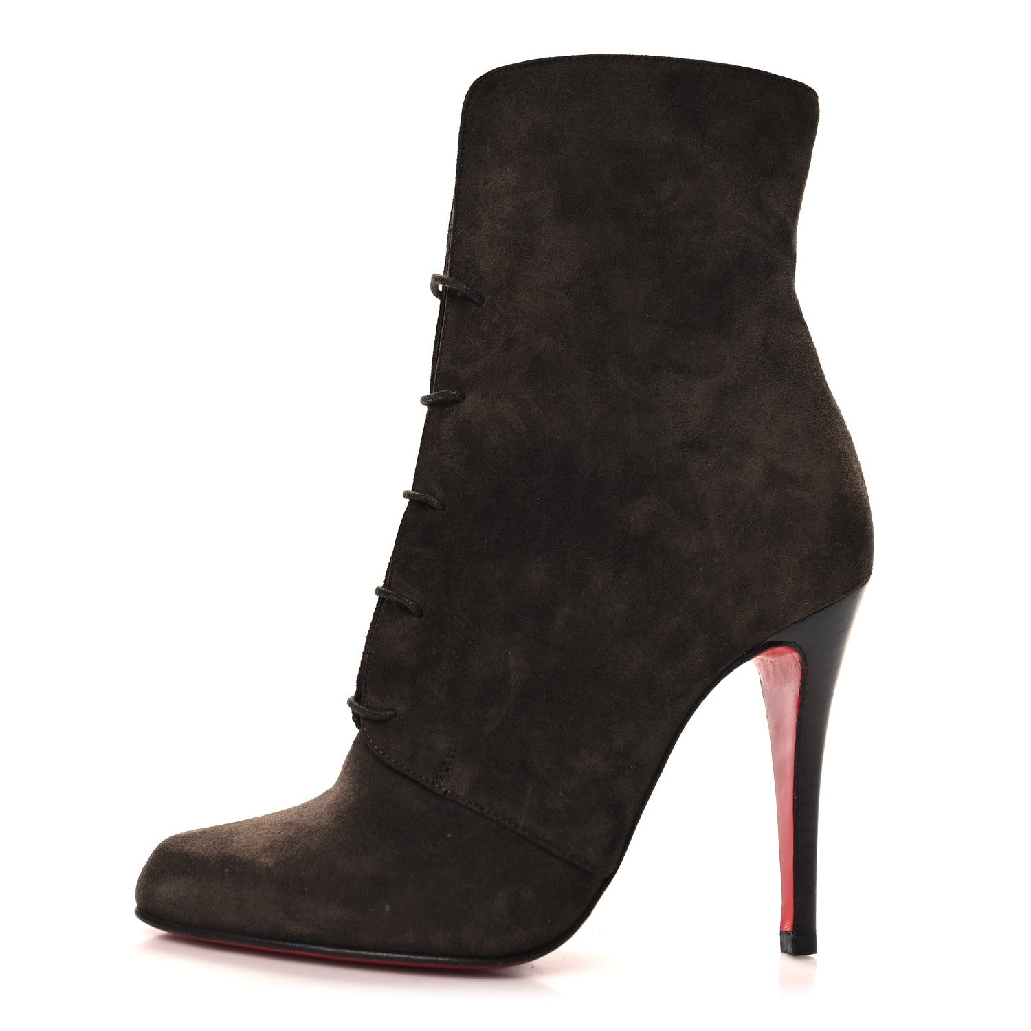 Christian Louboutin Veau Velours Lace-Up 100 Ankle Boots 36 Brown 1 of 7