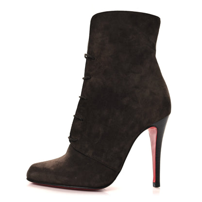 Christian Louboutin Veau Velours Lace-Up 100 Ankle Boots 36 Brown 1 of 7