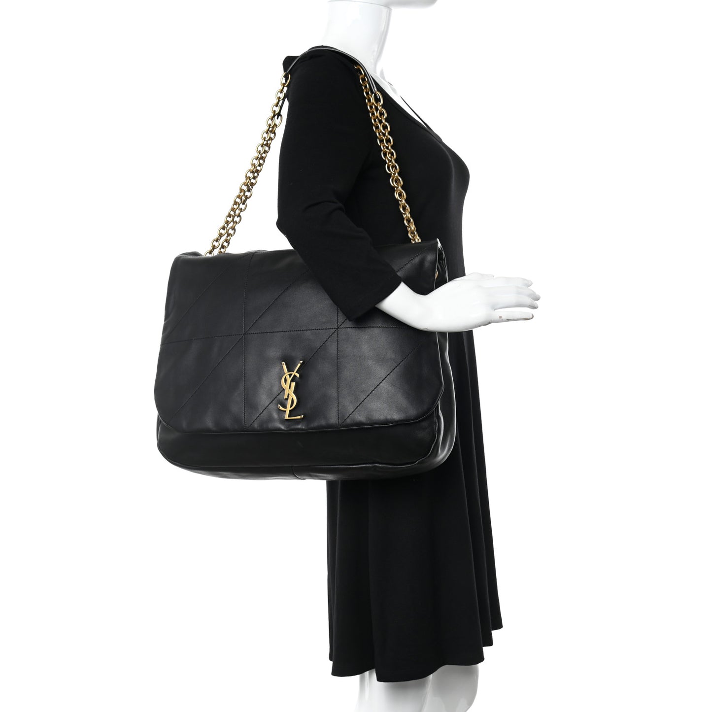 Lambskin Matelasse Monogram Large Jamie 4.3 Black
