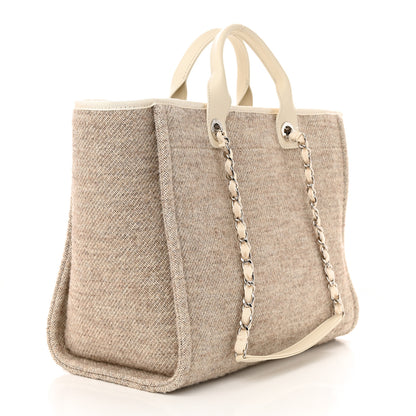 Chanel Mixed Fibers Calfskin Medium Deauville Tote Light Grey 3 of 11