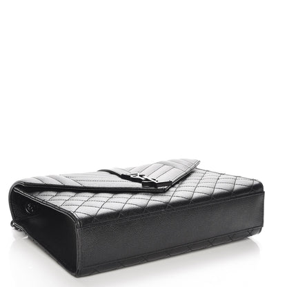 Saint Laurent Grain De Poudre Textured Mixed Matelasse Triquilt Medium Monogram Satchel Black 4 of 7
