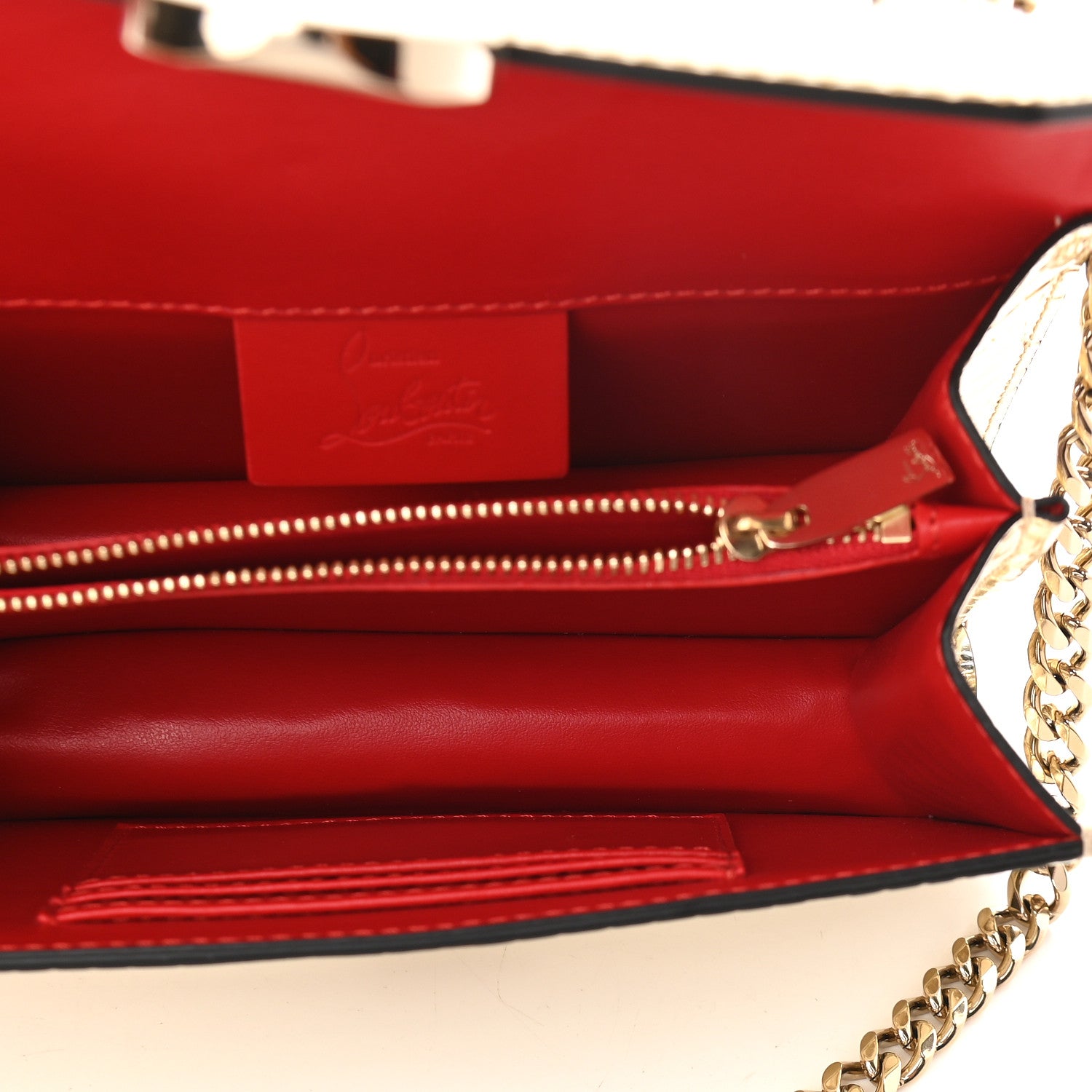 Christian Louboutin Metallic Calfskin Crocodile Embossed Mini Elisa Shoulder Bag Platine Gold 5 of 8