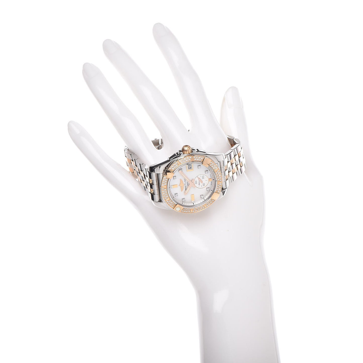 Stainless Steel 18K Rose Gold Diamond Mother of Pearl 36mm Galactic Automatic Watch C37330