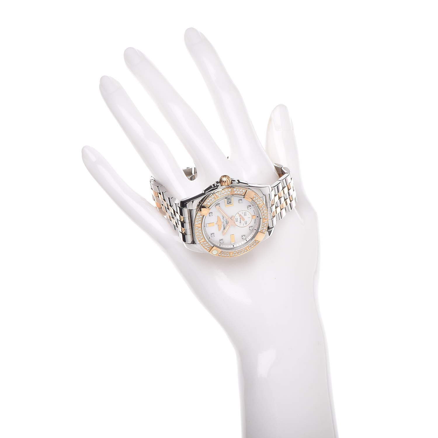 Breitling Stainless Steel 18K Rose Gold Diamond Mother of Pearl 36mm Galactic Automatic Watch C37330 3 of 14
