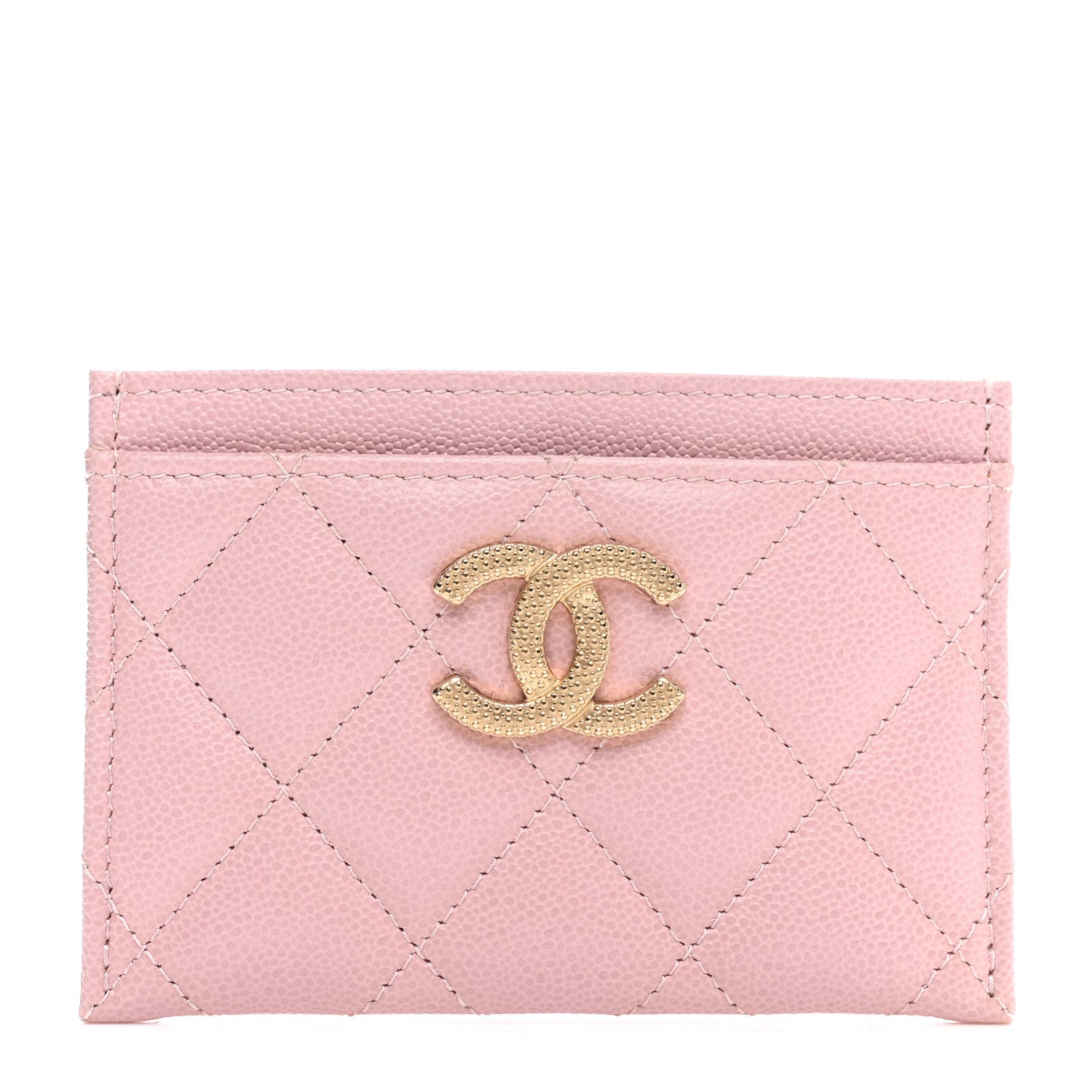 Chanel Caviar Quilted Studded CC Card Holder Light Pink 1 of 10