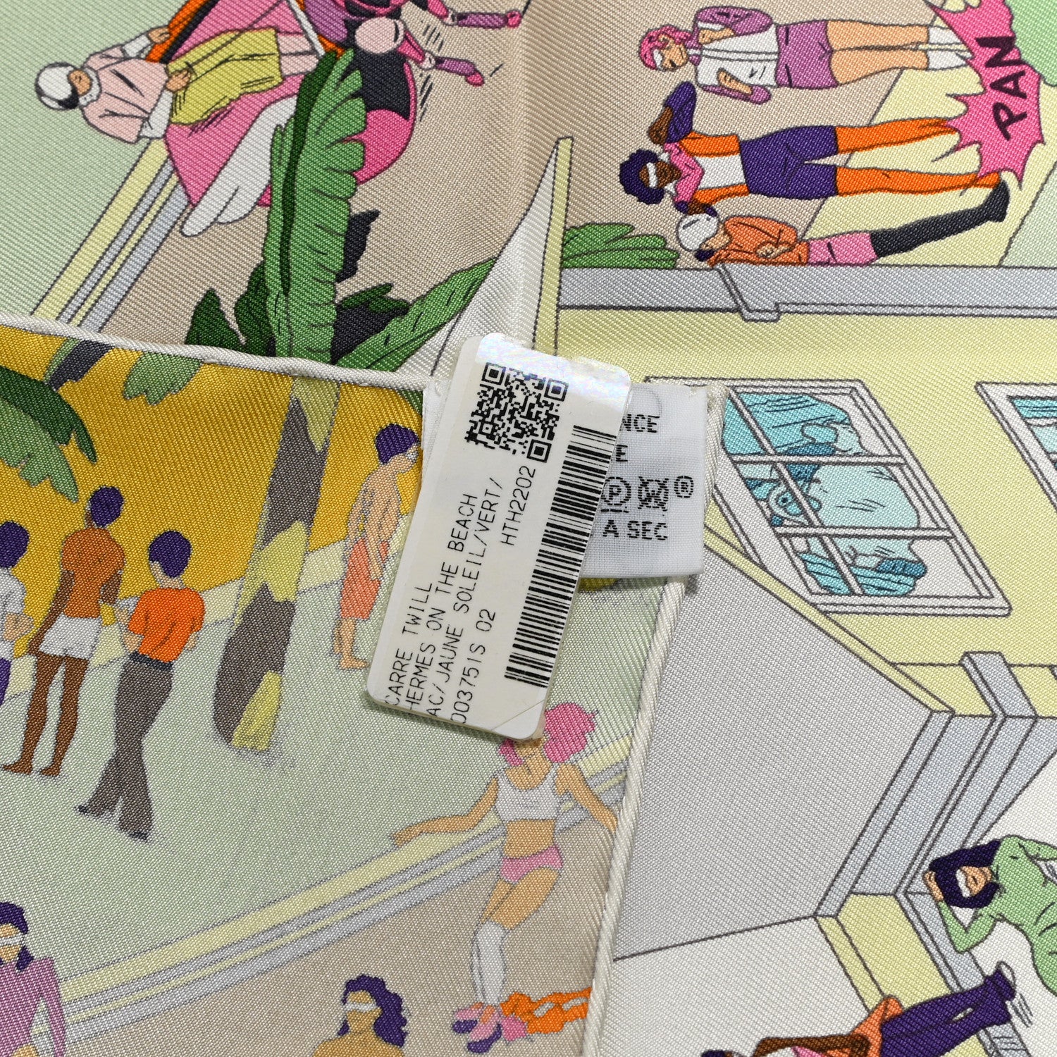 Hermes Silk On The Beach Scarf 90 Jaune Soleil Vert Multicolor