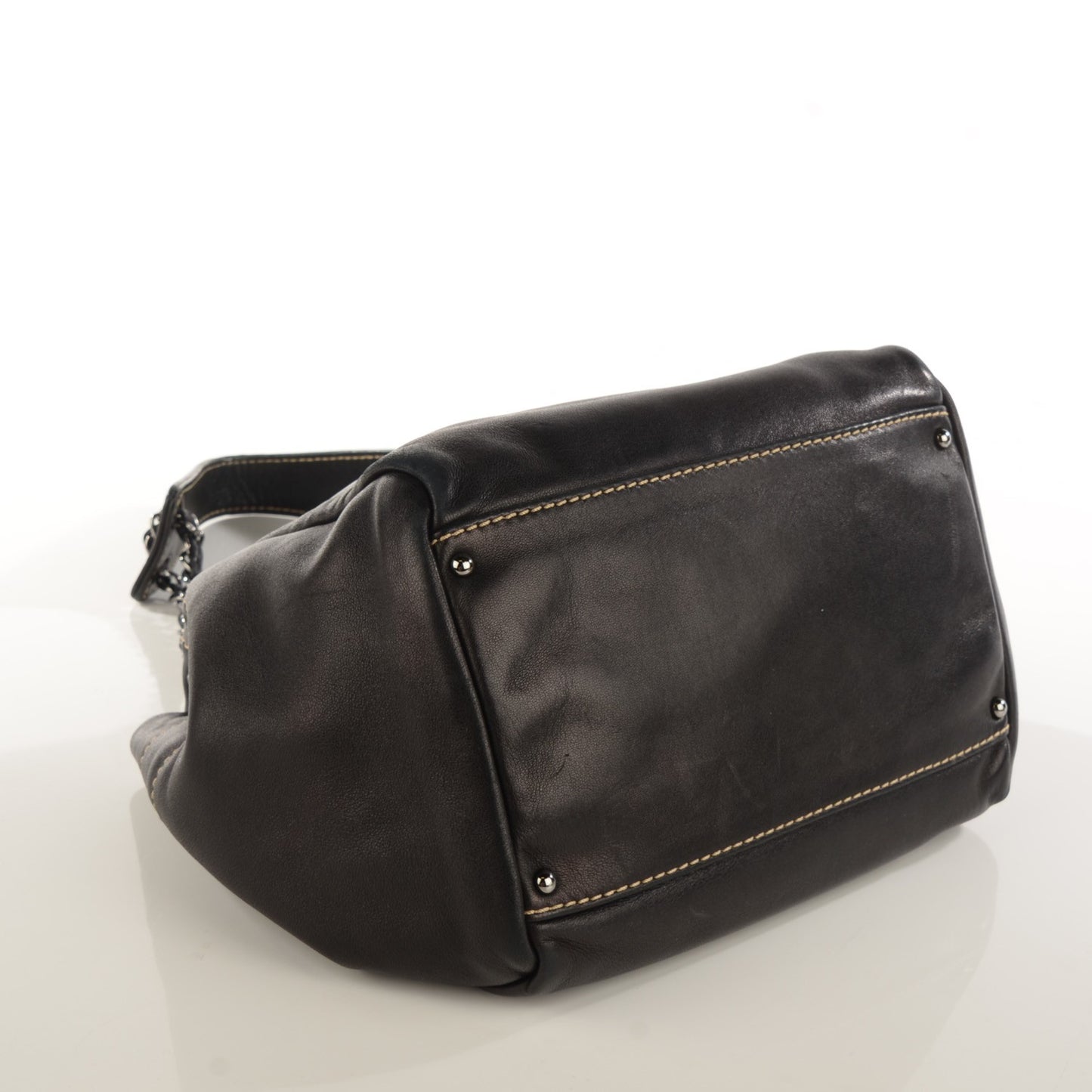 Lambskin Lax Accordion Shoulder Bag Black
