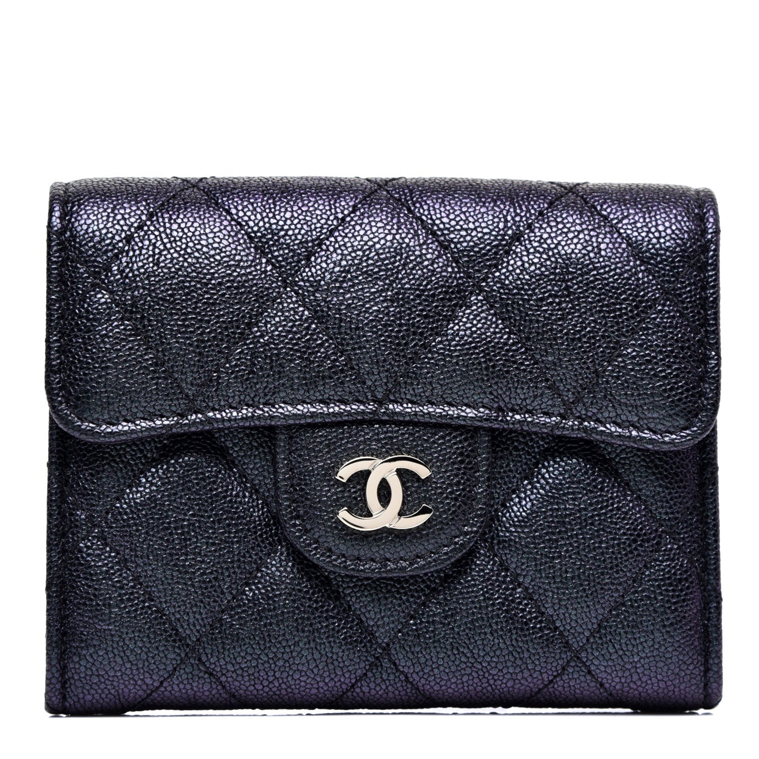 Chanel Iridescent Caviar Quilted Flap Card Holder Wallet Black 1 of 7