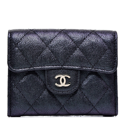 Chanel Iridescent Caviar Quilted Flap Card Holder Wallet Black 1 of 7