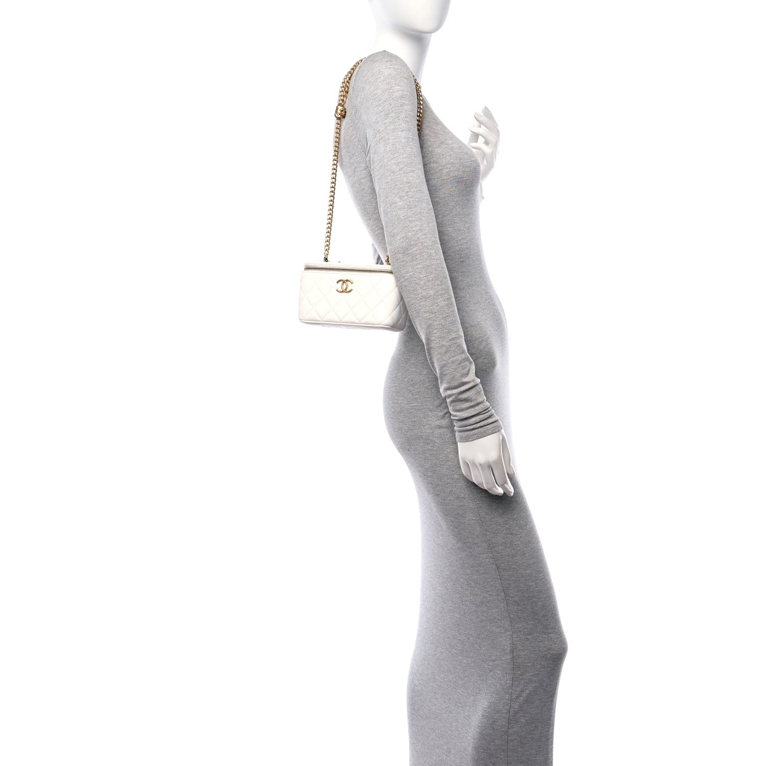 Chanel Lambskin Quilted Small Pillow Crush Vanity Case With Chain White 2 of 11