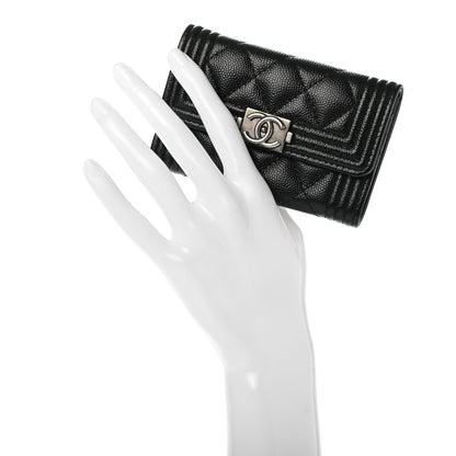 Chanel Caviar Quilted Small Boy Flap Wallet Black 2 of 8
