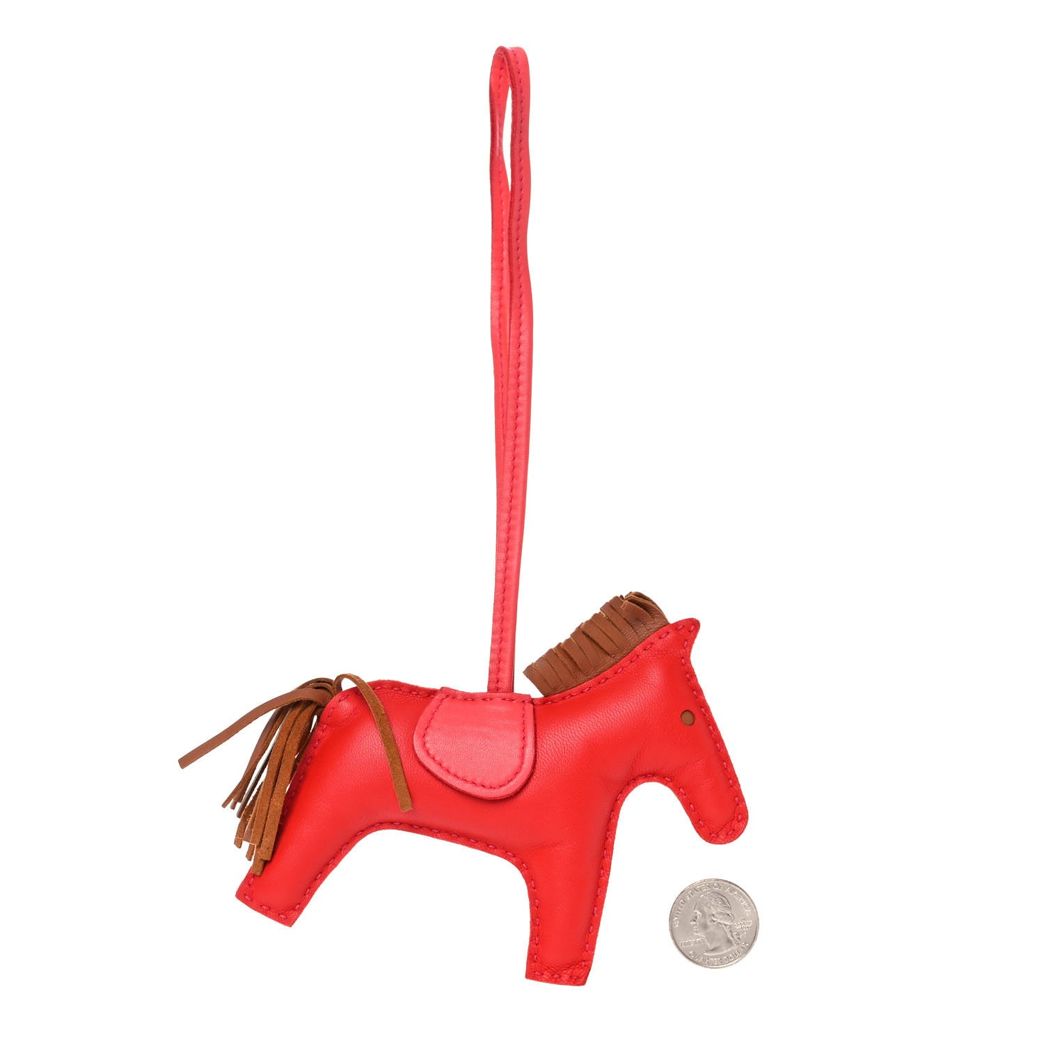 Hermes Milo Lambskin Grigri Rodeo Horse Bag Charm MM Rouge Indien Gold Bougainvillea 2 of 4