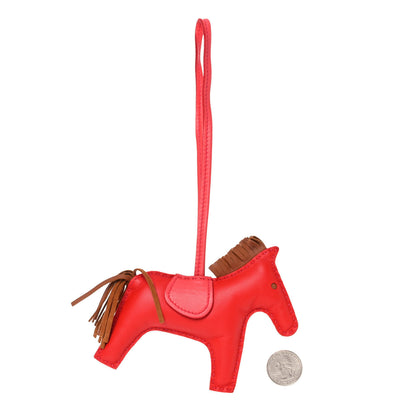 Hermes Milo Lambskin Grigri Rodeo Horse Bag Charm MM Rouge Indien Gold Bougainvillea 2 of 4