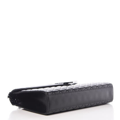 Saint Laurent Grain De Poudre Textured Mixed Matelasse Large Triquilt Monogram Monochrome Satchel Black 4 of 8