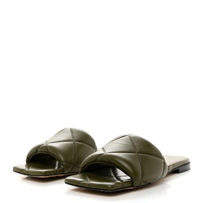 Bottega Veneta Nappa Quilted Rubber Lido Flat Sandals 36.5 Khaki 3 of 7
