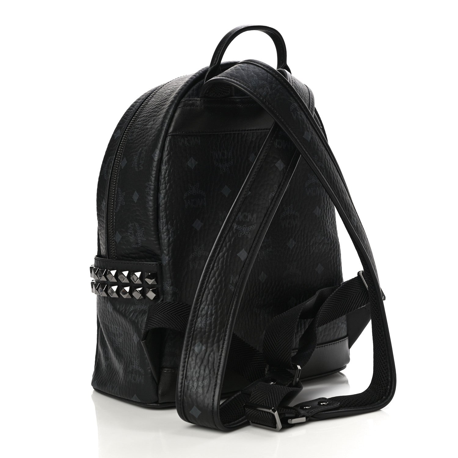 MCM Visetos Small Side Stud Stark Backpack Black 3 of 9