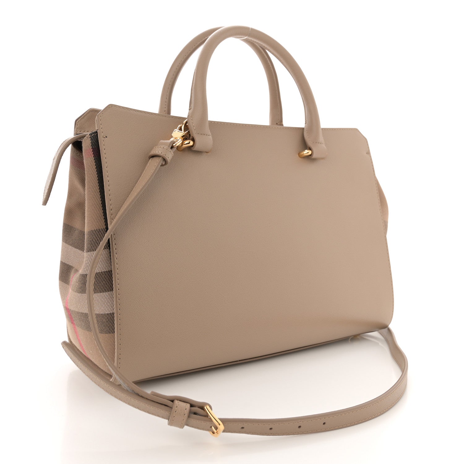 Burberry Calfskin Mega Check Small Banwell Tote Chestnut Beige 3 of 10