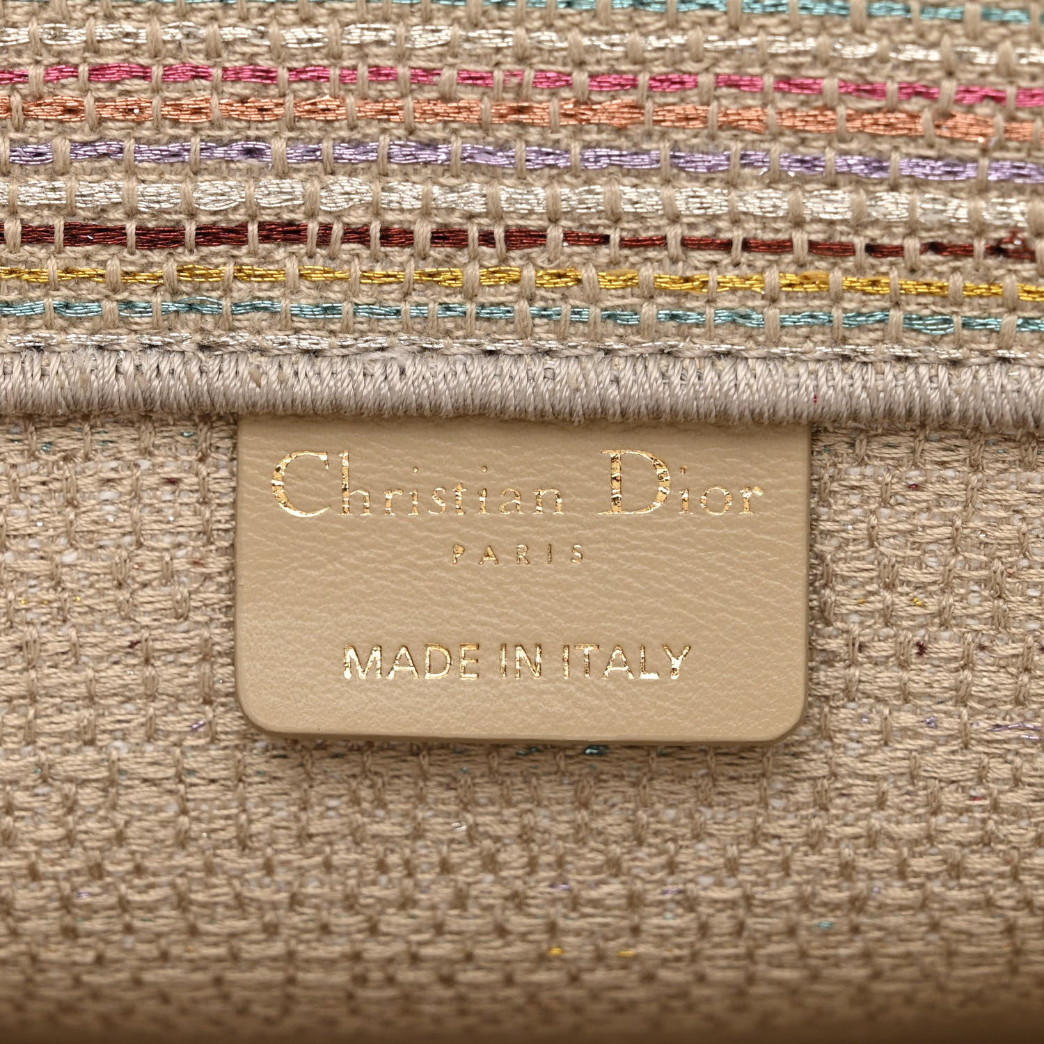 Christian Dior Canvas Embroidered Medium Stripes Book Tote Beige Multicolor 6 of 15