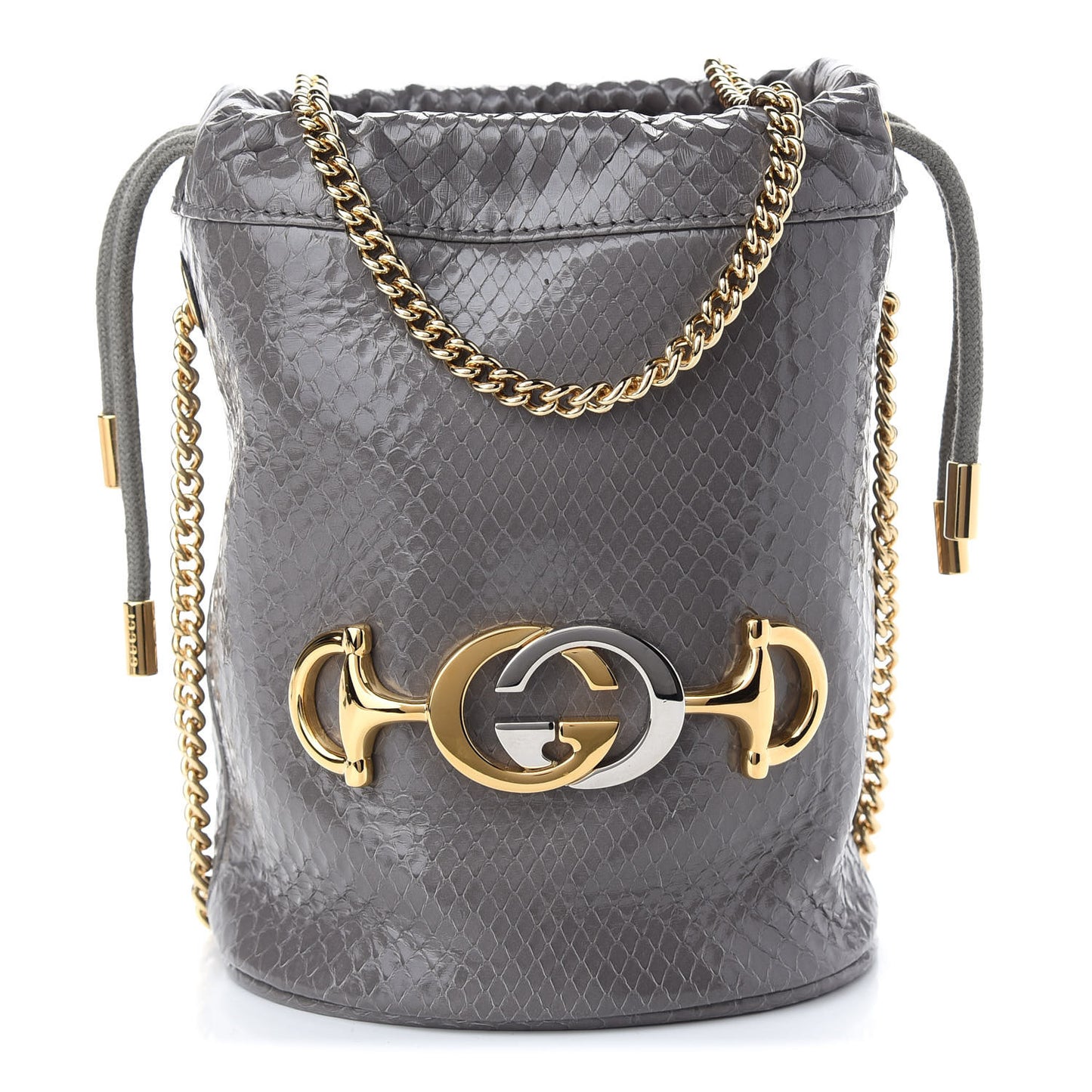 Snakeskin Mini Zumi Bucket Bag Dusty Grey