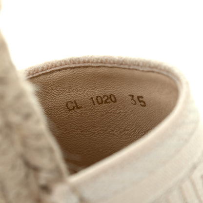 Christian Dior Canvas Embroidered Granville Ankle Tie Espadrille Wedges 35 Cream 8 of 8