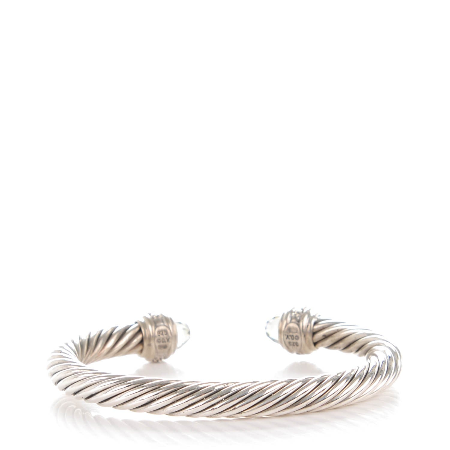 David Yurman Sterling Silver Diamond Prasiolite 7mm Cable Classics Bracelet 3 of 5