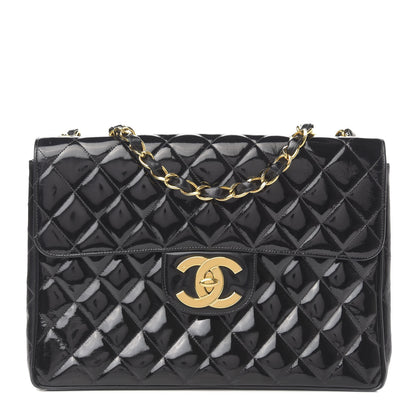 Chanel Patent Quilted XL Jumbo Single Flap Black 1 of 11