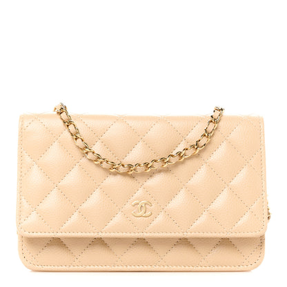 Chanel Caviar Quilted Wallet on Chain WOC Beige 1 of 11