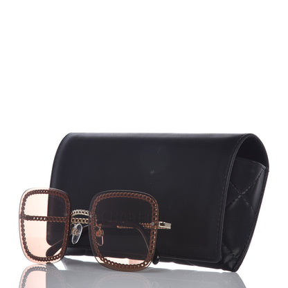 Chanel Metal Removable Chain Square Sunglasses 4244 Light Brown 8 of 8
