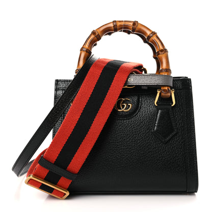 Gucci Textured Dollar Calfskin Web Mini Diana Tote Bag Black 1 of 8