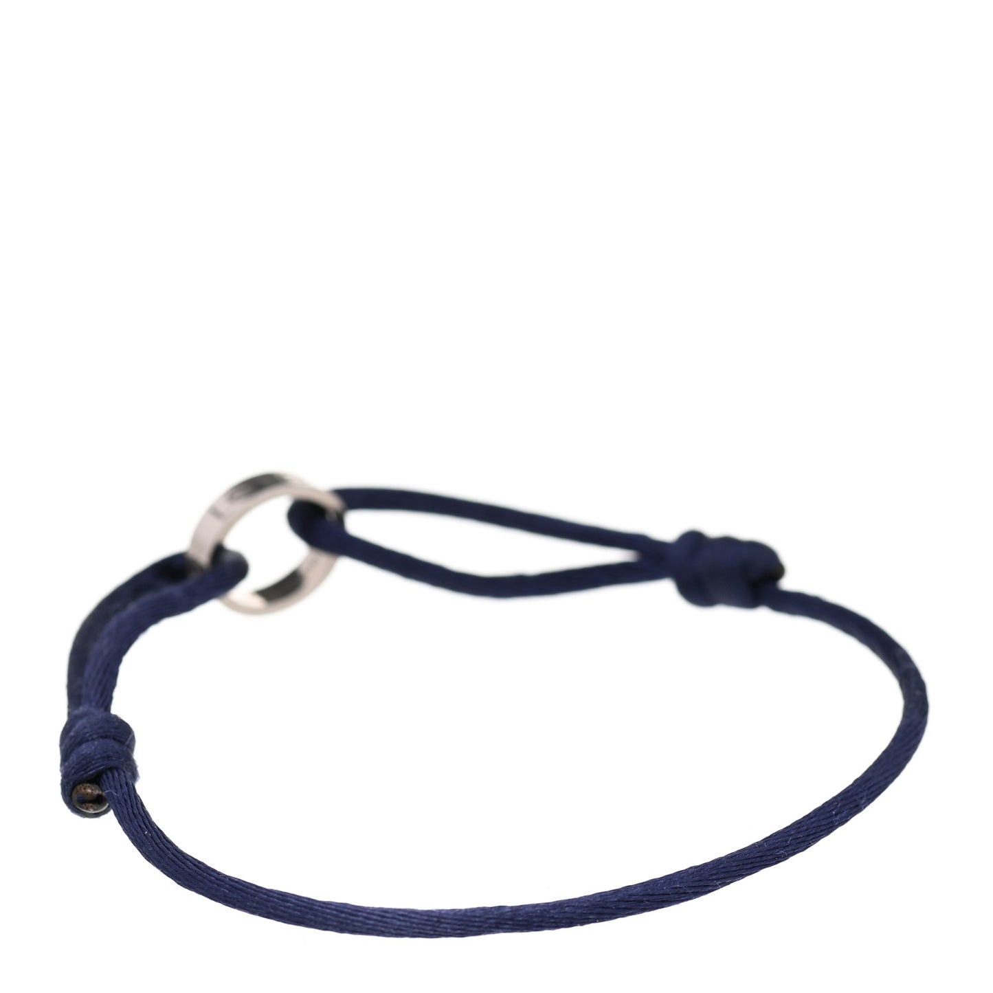 18K White Gold Charity LOVE Adjustable Cord Bracelet Navy Blue