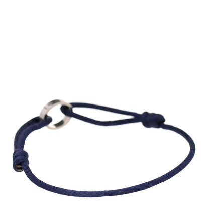 Cartier 18K White Gold Charity LOVE Adjustable Cord Bracelet Navy Blue 2 of 5