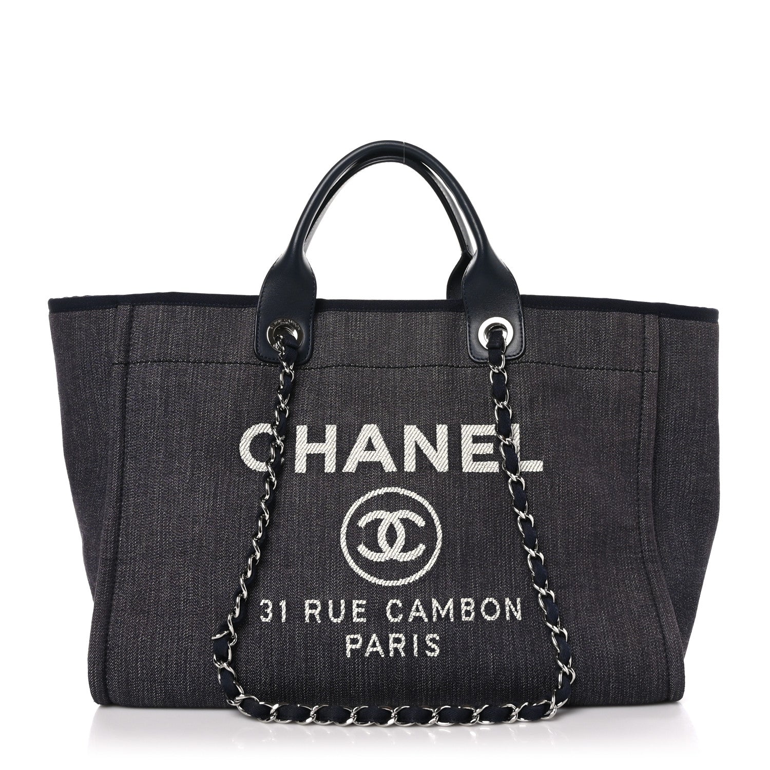 Chanel Denim Large Deauville Tote Dark Blue 1 of 11