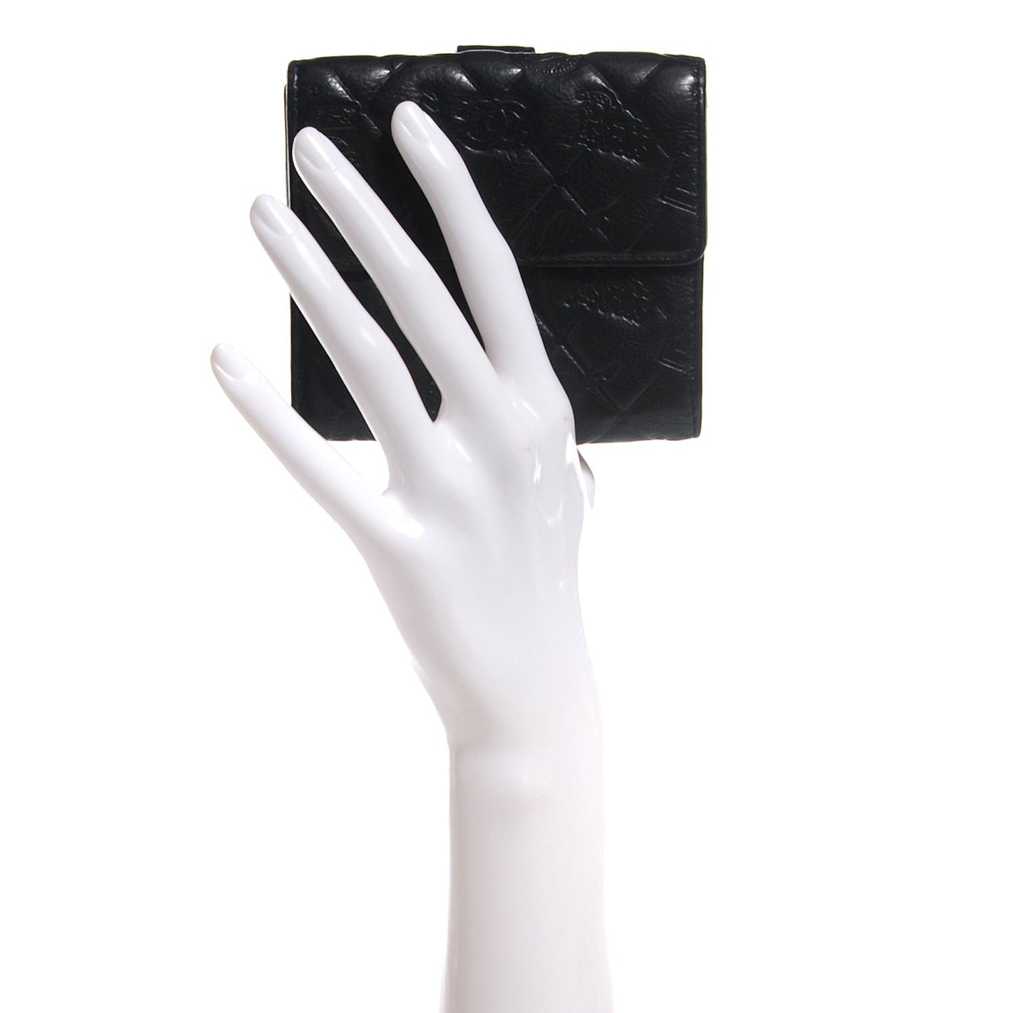 Calfskin Lucky Symbols Compact French Wallet Black