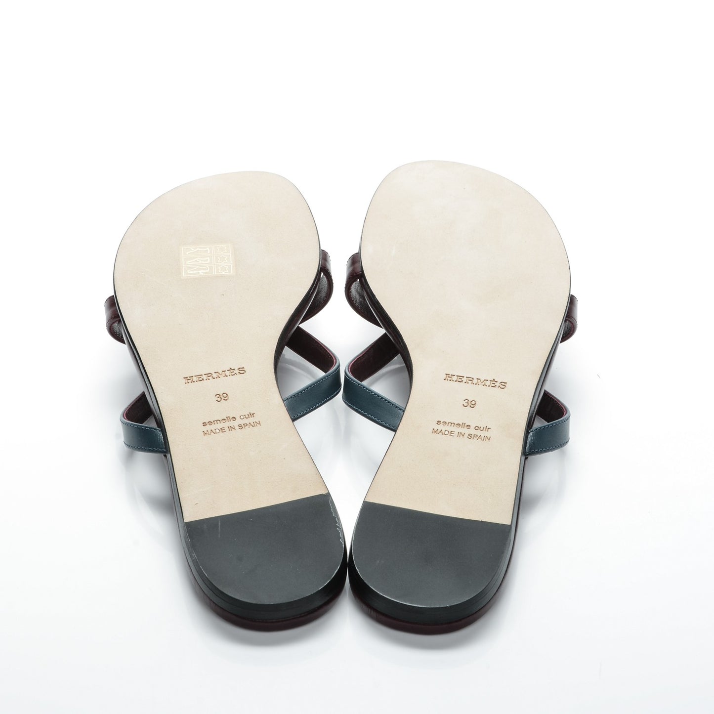 Nappa Calfskin Corfou Sandals 39 Bleu Ardoise Bordeaux