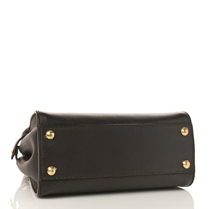 Fendi Vitello Seta Nabuk Pequin Mini Peekaboo Iconic Satchel Ebano Tobacco Moro 4 of 9