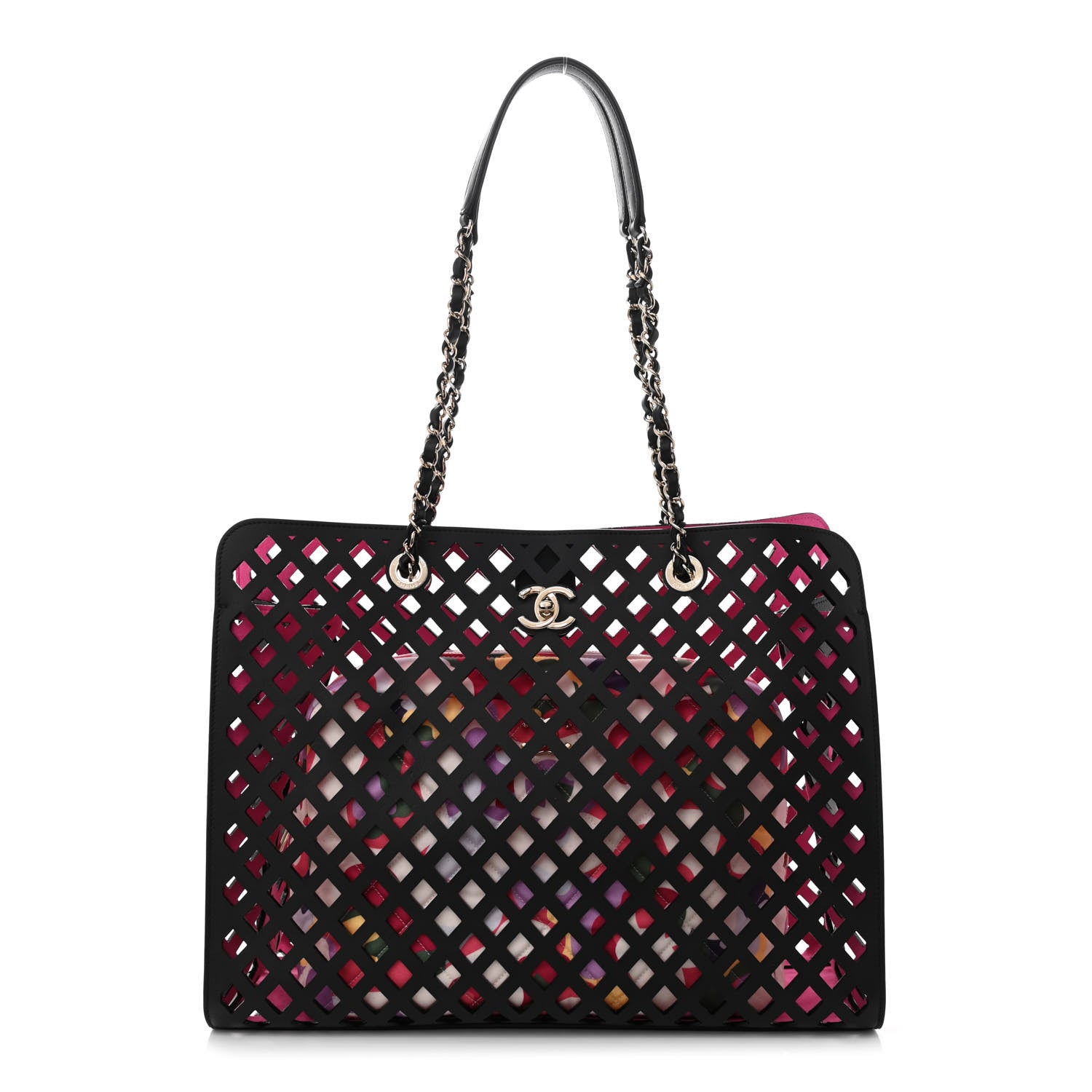 Chanel Lambskin Sea Through Tote Black Multicolor 3 of 12