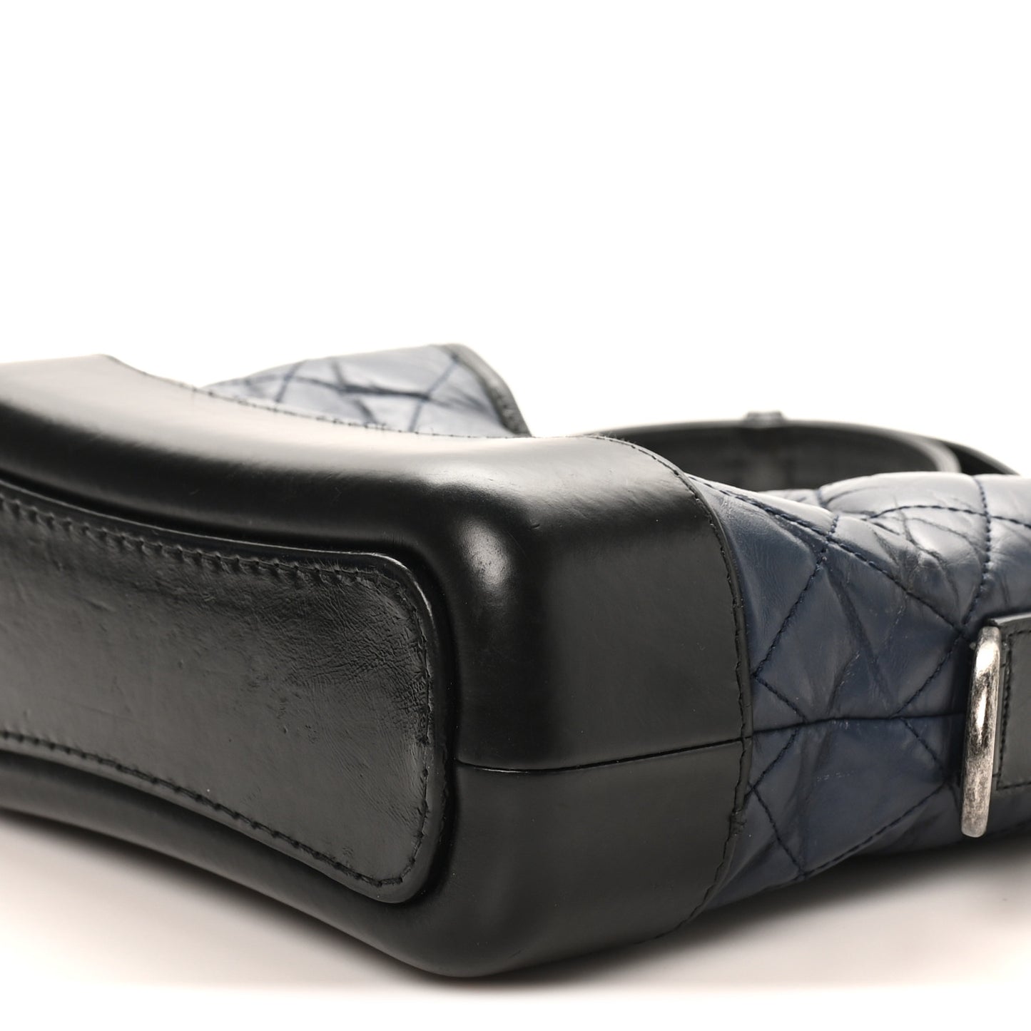 Aged Calfskin Quilted Small Gabrielle Hobo Navy Black
