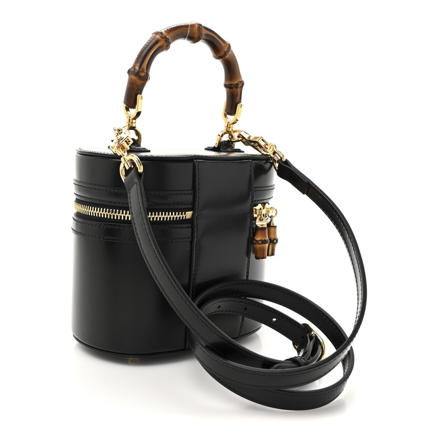 Gucci Calfskin Mini Bamboo Top Handle Shoulder Bag Black 3 of 10