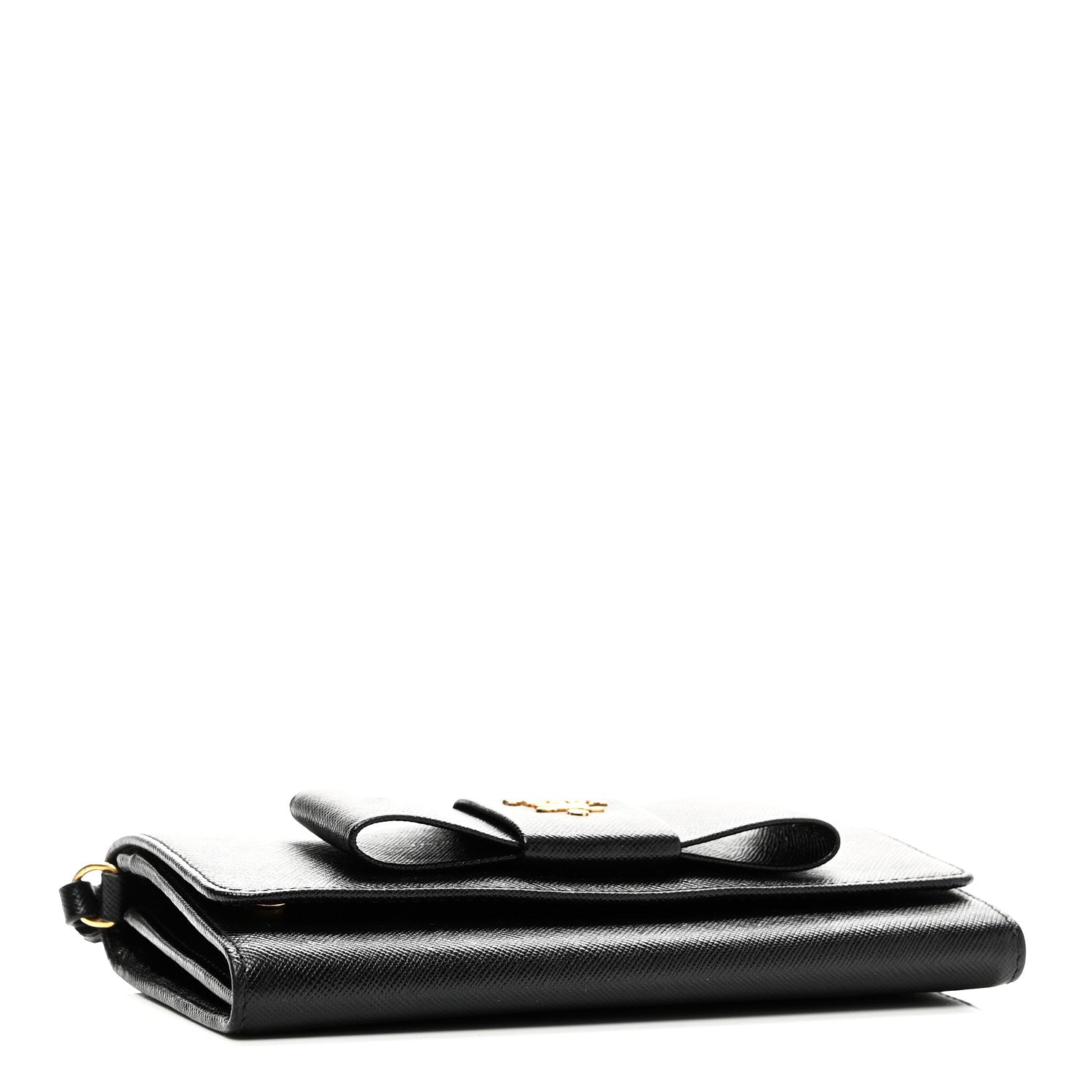 Prada Saffiano Bow Flap Wallet Black 4 of 10