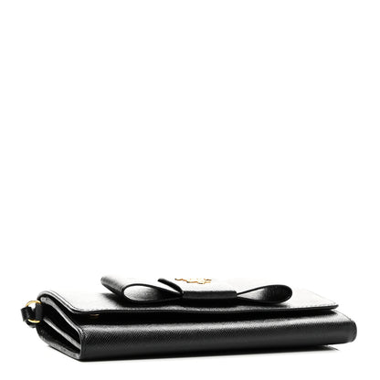 Prada Saffiano Bow Flap Wallet Black 4 of 10