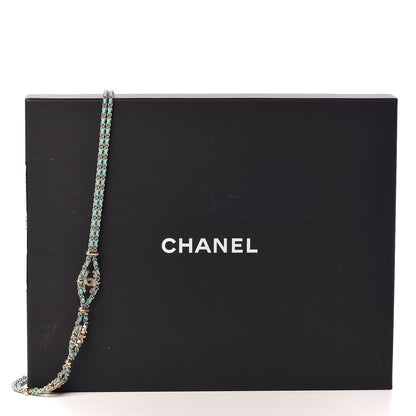 Chanel Metal Lambskin CC Chain Link Necklace Gold Turquoise 4 of 4