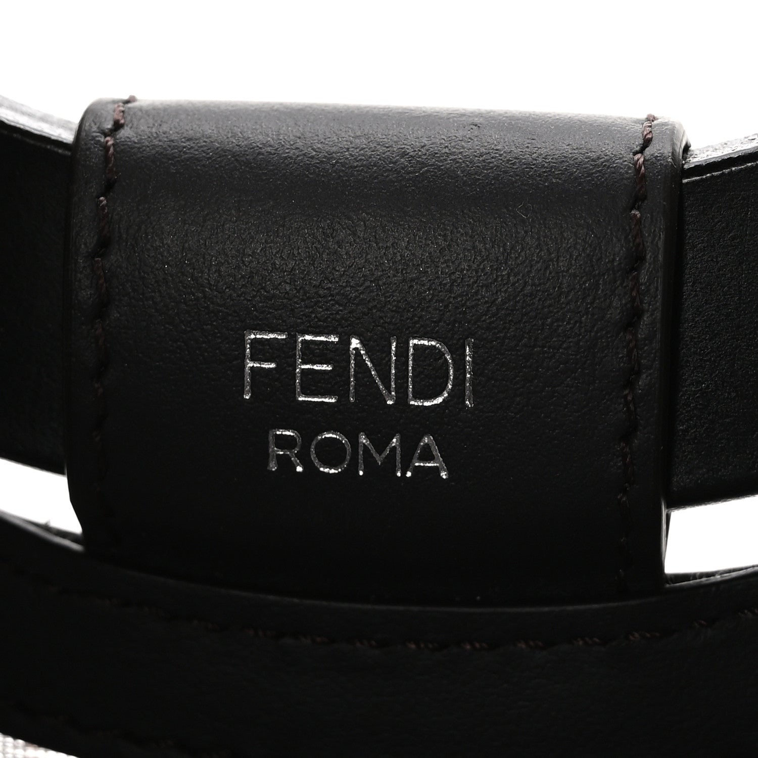 Fendi Mesh Vitello Century Cuoio FF 1974 Small Runaway Shopper Tote Marrone Black Ebano 7 of 10