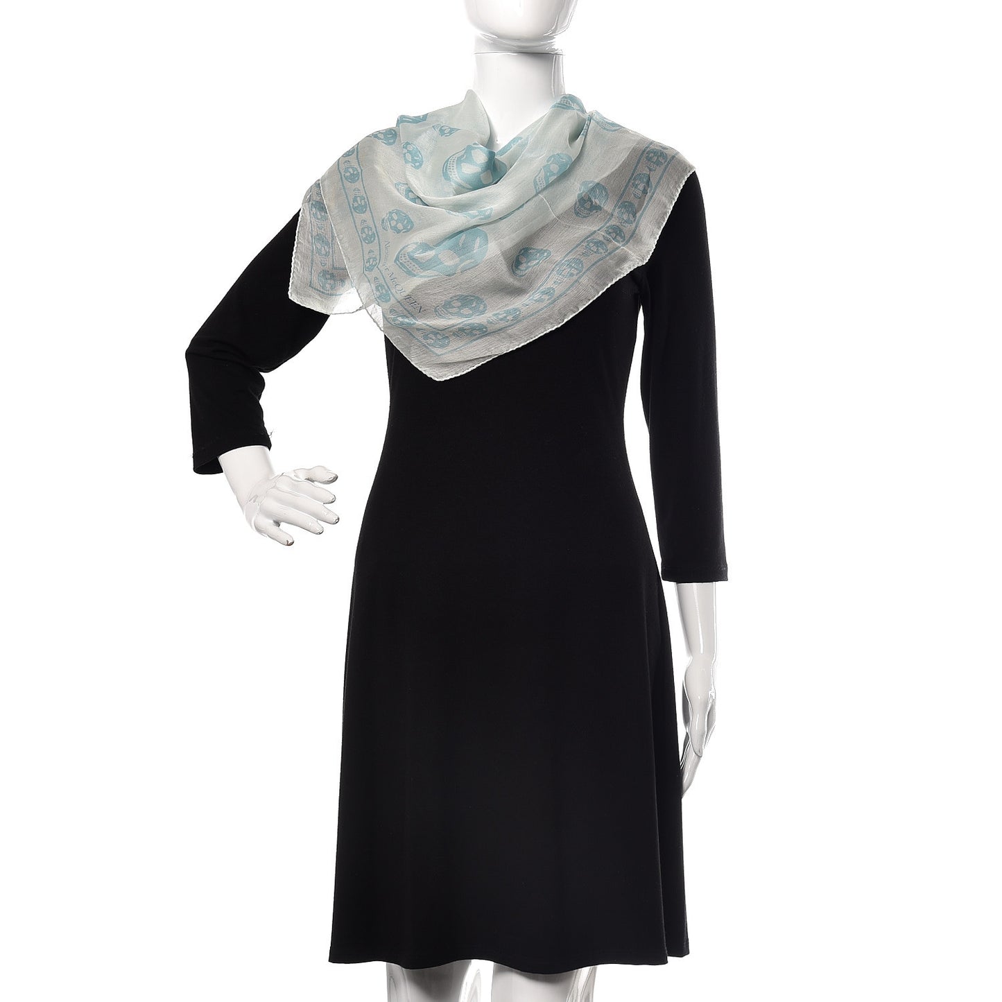 Silk Chiffon Skull Scarf Blue