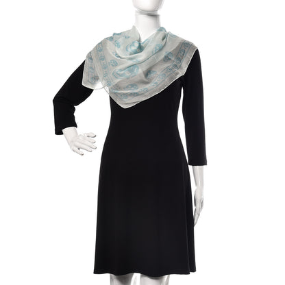 Alexander McQueen Silk Chiffon Skull Scarf Blue 2 of 5